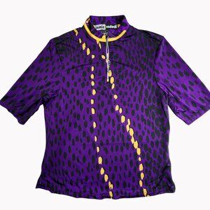 Jamie Sadock Womens Small Purple Animal Print Quarter Zip Top Golf Shirt
